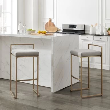 Harlowe 2Pc Bar Stool Set - 19"d X 17.5"w X 34.25"h - Creme - Image 11