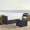 Biscayne White Wicker 3-piece Outdoor Seating Set - White