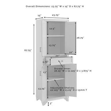 Tara 2-piece Pantry Set - 47.5"W X 15"D X 67.75"H - White - Image 11