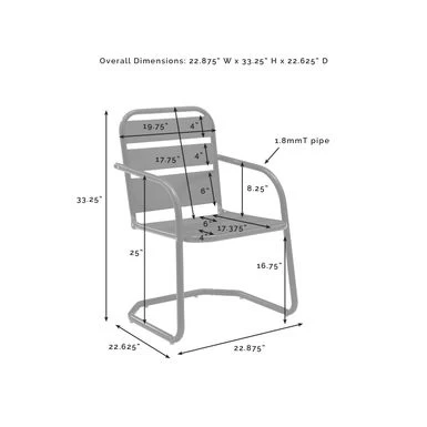Brighton 2pc Outdoor Metal Armchair Set - 22.88 W X 23.63 D X 33.25 H - 22.88 W X 23.63 D X 33.25 H - Navy - Image 7