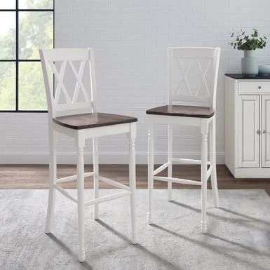 Shelby 2Pc Bar Stool Set - 18 "W X21.75 "D X 46.5 "H - Set Of 2 - White - Bar Height - Image 2