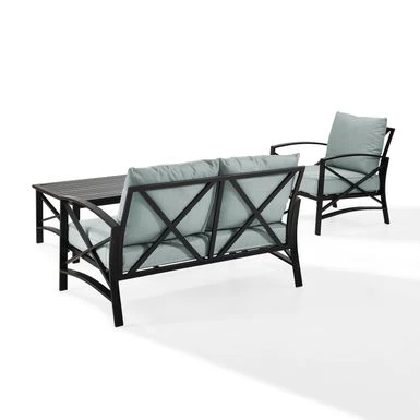 Kaplan 3 Pc Outdoor Seating Set With Mist Cushion - Loveseat, Chair , Coffee Table - 95.5"W X 66.5"D X 36"H - 95.5"W X 66.5"D X 36"H - Mist - Image 6