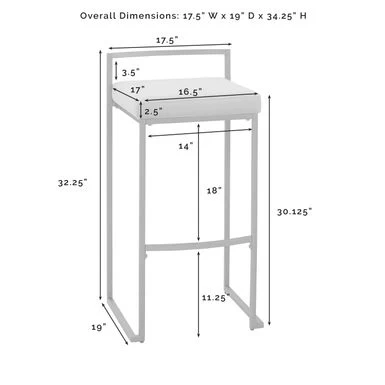 Harlowe 2Pc Bar Stool Set - 19"d X 17.5"w X 34.25"h - Creme - Image 7