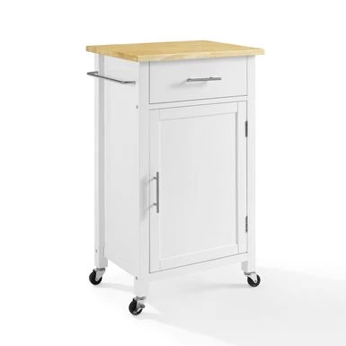 Savannah Wood Top Compact Kitchen Island/Cart - 37"H X 22.25"W X 15.75"D - Kitchen Cart - Wood - White - Image 6