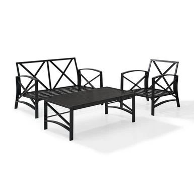 Kaplan 3 Pc Outdoor Seating Set With Mist Cushion - Loveseat, Chair , Coffee Table - 95.5"W X 66.5"D X 36"H - 95.5"W X 66.5"D X 36"H - Mist - Image 4