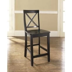 X-Back Bar Stool In Black Finish With 24 Inch Seat Height. (Set Of Two) - Set Of 2 - Bar Height