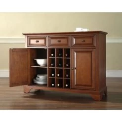 LaFayette Buffet Server / Sideboard Cabinet With Wine Storage In Classic Cherry Finish - 47.75 "W X 18 "D X 36 "H - 47.75 "W X 18 "D X 36 "H - Cherry