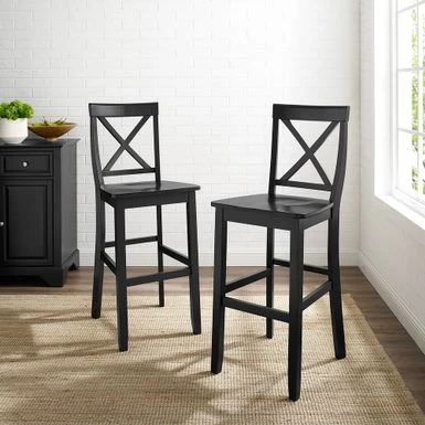 Black Contemporary X-back Bar Stool (Set Of 2) - Set Of 2 - Black - Bar Height