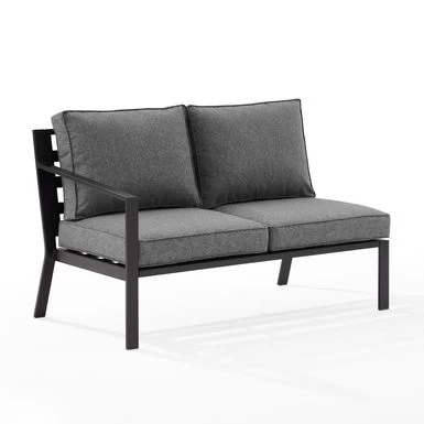 Clark Outdoor Metal Sectional Left Side Loveseat - Charcoal - Image 5