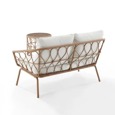 Juniper 2Pc Outdoor Wicker Conversation Set - 67"x54.5"x36" - 67"x54.5"x36" - Crme - Image 9