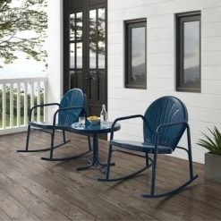 Griffith 3Pc Outdoor Rocking Chair Set - Navy