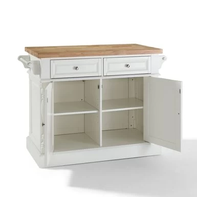 Oxford Butcher Block Kitchen Island - 47.75 "W X 23 "D X 35.75 "H - Stationary - White - Wood - Image 7