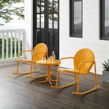 Griffith 3Pc Outdoor Metal Rocking Chair Set. - Key Lime Gloss - Image 14