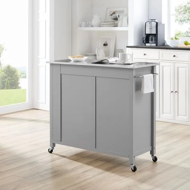 Savannah Stainless Steel Top Full-Size Kitchen Island/Cart - 37"H X 42"W X 18.25"D - Kitchen Cart - Stainless Steel - Grey - Image 4