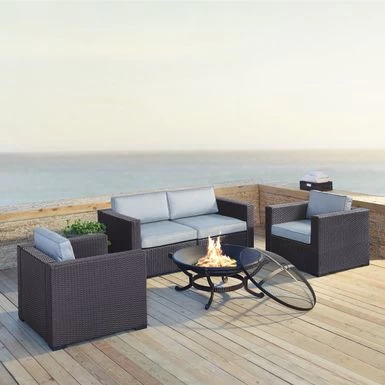 Biscayne Mist Wicker 5-piece Outdoor Seating Set - Mist - Image 2