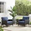 Kiawah 2Pc Outdoor Wicker Chair Set - 70"W X 60"D X 30.5"H - 70"W X 60"D X 30.5"H - Brown