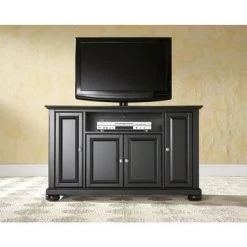 Alexandria Black Wood 48-inch TV Stand - Black