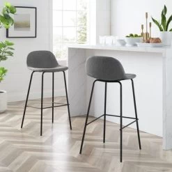 Riley 2Pc Bar Stool Set - 17.13"d X 16.25"w X 37.25"h - Set Of 2 - Gray - Bar Height