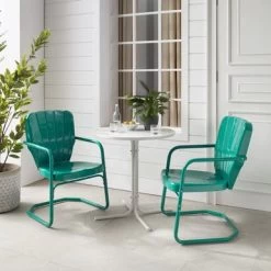 Ridgeland 3Pc Outdoor Bistro Set - 108 W X 34 D X 34.25 H - Turquoise