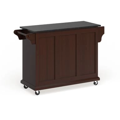 Full Size Solid Black Granite Top Kitchen Cart - N/A - Kitchen Cart - Wood - Brown - Image 7
