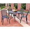 Sedona 42" Five Piece Cast Aluminum Outdoor Dining Set With High Back Arm Chairs In Black Finish - Black - 5-Piece Sets