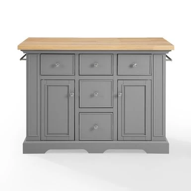 Julia Wood Top Kitchen Island - 50 "W X32 "D X 36 "H - Stationary - Gray - Wood - Image 8
