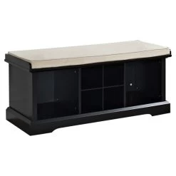 Brennan 2 Piece Entryway Bench And Shelf Set In Black - 41.5"W X 18.25"H X 15"D