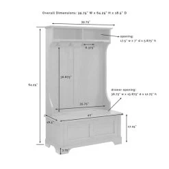 Campbell Hall Tree In Oak Finish - 40 "W X 18.5 "D X 64.25 "H