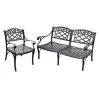 Sedona 2 Piece Cast Aluminum Outdoor Conversation Seating Set - Loveseat & Club Chair Black Finish - Black
