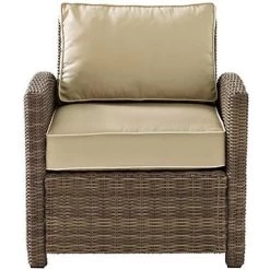 Crosley Furniture Bradenton Outdoor Wicker Arm Chair With Cushions - Sand