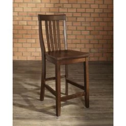 School House Vintage Mahogany Finish Rubberwood Bar Stool With 24-inch Seat Height (Set Of 2) - N/A - Set Of 2 - Counter Height