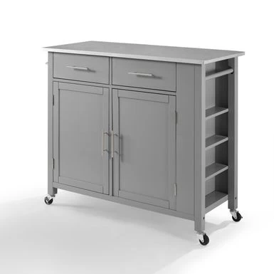 Savannah Stainless Steel Top Full-Size Kitchen Island/Cart - 37"H X 42"W X 18.25"D - Kitchen Cart - Stainless Steel - Grey - Image 7