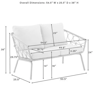 Juniper 2Pc Outdoor Wicker Conversation Set - 67"x54.5"x36" - 67"x54.5"x36" - Crme - Image 12