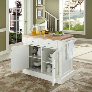 Oxford Butcher Block Kitchen Island - 47.75 "W X 23 "D X 35.75 "H - Stationary - White - Wood - Image 2