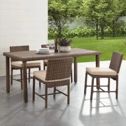 Bradenton 5Pc Outdoor Wicker Dining Set - Sand
