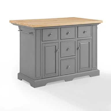 Julia Wood Top Kitchen Island - 50 "W X32 "D X 36 "H - Stationary - Gray - Wood - Image 7