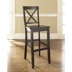 X-Back Bar Stool In Black Finish With 30 Inch Seat Height. (Set Of Two) - X-Back Bar Stool In Black Finish 30inch Height (2)