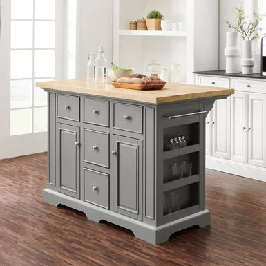 Julia Wood Top Kitchen Island - 50 "W X32 "D X 36 "H - Stationary - Gray - Wood