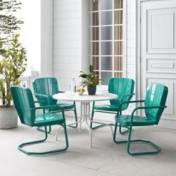 Ridgeland 5-piece Outdoor Dining Set - Turquoise