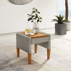 Capella Outdoor Wicker Side Table - Gray
