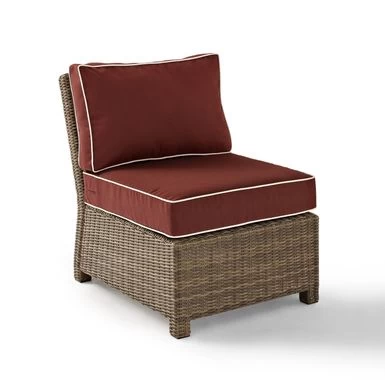 Bradenton Outdoor Wicker Sectional Center Chair With Sangria Cushions - 25 W X 31.5 D X 32.5 H - 25 W X 31.5 D X 32.5 H - Sangria - Image 4