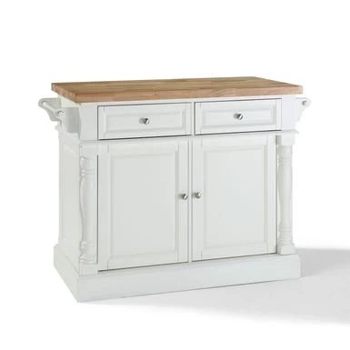 Oxford Butcher Block Kitchen Island - 47.75 "W X 23 "D X 35.75 "H - Stationary - White - Wood - Image 6