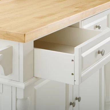 Oxford Butcher Block Kitchen Island - 47.75 "W X 23 "D X 35.75 "H - Stationary - White - Wood - Image 10