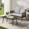 Haven 2Pc Outdoor Wicker Conversation Set - 75"D X 48"W X 29.75"H - Light Gray/Light Brown