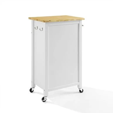 Savannah Wood Top Compact Kitchen Island/Cart - 37"H X 22.25"W X 15.75"D - Kitchen Cart - Wood - White - Image 9