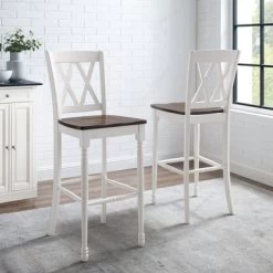 Shelby 2Pc Bar Stool Set - 18 "W X21.75 "D X 46.5 "H - Set Of 2 - White - Bar Height