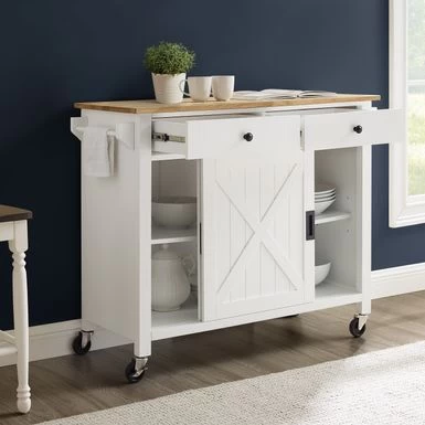 Laurel Kitchen Island/Cart - 18"x42"x32.63" - Portable - White - Wood - Image 3