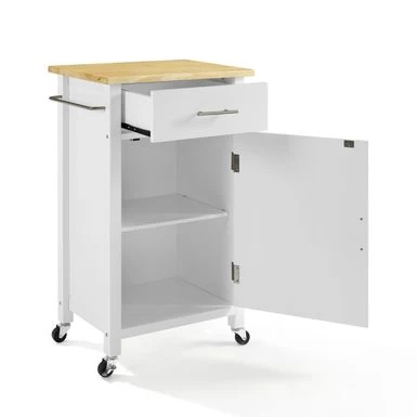 Savannah Wood Top Compact Kitchen Island/Cart - 37"H X 22.25"W X 15.75"D - Kitchen Cart - Wood - White - Image 8