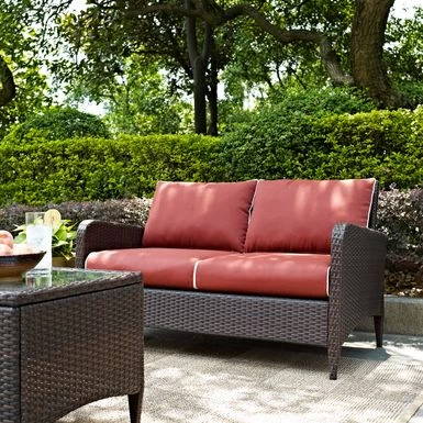Kiawah Outdoor Wicker Loveseat - 51"W X 28.5"D X 30.5"H - 51"W X 28.5"D X 30.5"H - Brown