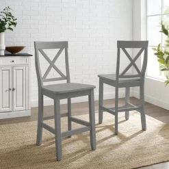 X-Back 2Pc Counter Stool Set - 21 "W X44 "D X 11 "H - Set Of 2 - Gray - Counter Height